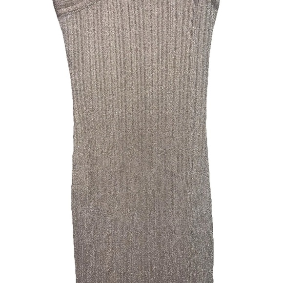 Aknvas Sevrine Dress Small Gold Champagne Glitter Twisted Midi Cocktail Formal - Picture 7 of 13